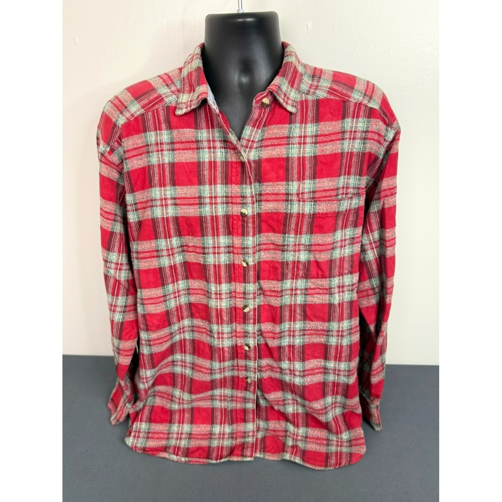 Mountain Lake Men's Plaid Flannel Long Sleeve Button Down Shirt Red Size Large